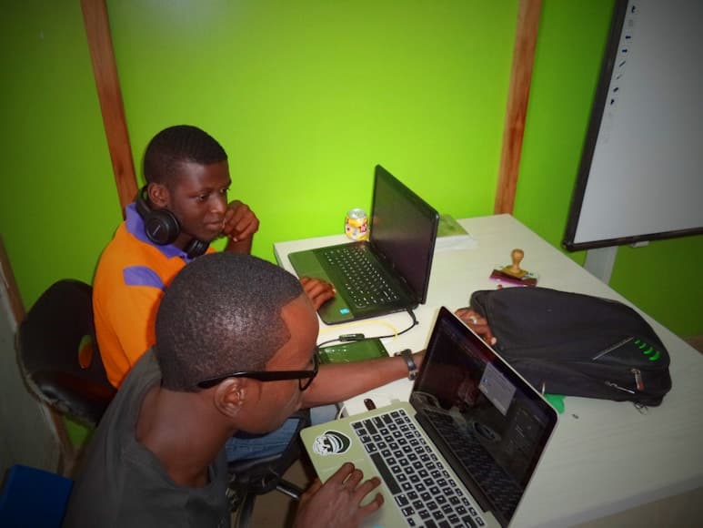 Students learning digital skills